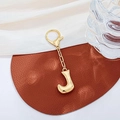 Elegante portachiavi con lettera J placcato oro 18K con finitura lucida e moschettone - Lettera J
