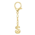 Polished 18K gold letter S bubble pendant keychain with a secure lobster clasp - S