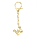 Polished 18K gold plated bubble letter W keychain pendant with shiny metallic finish - Letter W