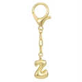 Golden 18K plated bubble letter Z keychain with spring snap hook and chain link - Letter Z