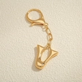Portachiavi con lettera U placcato oro 18K con chiusura a moschettone per borse - Lettera V