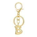 Dettaglio del portachiavi lettera B in oro 18K lucidato con design 3D e chiusura a moschettone - Oro - Lettera B
