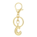 Dettaglio di un portachiavi in metallo placcato oro 18K con ciondolo lettera C lucido - Oro - Lettera C