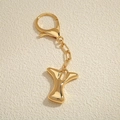Portachiavi lettera Y placcato in oro 18K con finitura a specchio lucida e chiusura a moschettone - Lettera Y