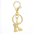 Detailed close-up of 18K gold plated letter K keychain with sturdy lobster clasp and ring - Gold - Letter K