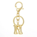 Close-up of golden letter H keychain with 18K gold plating and polished lobster clasp - Gold - Letter N