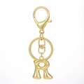 Polished 18K gold plated letter R alphabet keychain pendant with secure metal clasp - Gold - Letter R