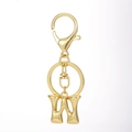Detailed macro of 18K gold plated letter W keychain with heavy lobster clasp - Gold - Letter W
