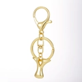 Golden 18K plated metal keychain with letter Y pendant and lobster clasp hanging decoration - Gold - Letter Y