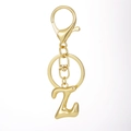 Polished 18K gold plated letter Z keychain with lobster clasp on a white background - Gold - Letter Z