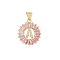 Pink crystal letter A pendant necklace with gold plating and sparkling zircon stones - Gold A