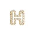 Macro view of 18k gold plated bubble letter H charm with sparkling zircon inlay - Letter H(H)