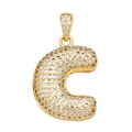 18K gold plated copper pendant with cubic zirconia featuring capital letter C - Letter C