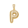 Hiphop Bubble-Buchstabe P Anhänger mit weißen Zirkonia-Steinen und 18K Goldbeschichtung - Buchstabe P (Nur Anhänger) / Gold