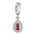 Ciondolo a goccia con pietra rossa e cristalli bianchi per bracciali di perline - A forma di goccia / Rosso rosa