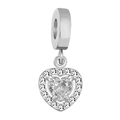 Ciondolo a cuore in acciaio inossidabile con zirconi incastonati per collane fai-da-te - Stile Cuore Argento / arancio-rosso