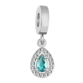 Ciondolo a goccia in argento con cristallo azzurro e zirconi per bracciali fai-da-te - A forma di goccia / rosso mattone