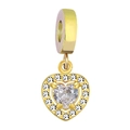 Pendente a cuore in acciaio inossidabile placcato oro 18K con zirconi pavé - Stile Cuore Zirconia Rosso / Rosso