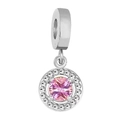 Ciondolo in argento con pietra rosa e zirconi bianchi per collane e bracciali fai-da-te - Rotondo / Rosso anguria