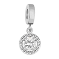 Ciondolo halo in argento con pietra tonda e pavé di zirconi cubici scintillanti - Rotondo / Celeste