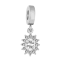 Pendente girasole in acciaio inossidabile con zirconia ovale e montatura halo per collane - Rosso