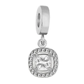 Ciondolo a forma di aureola quadrata in argento con zircone e cauzione per gioielli - Stile Quadrato Argento / Rosso