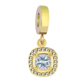 Ciondolo quadrato placcato oro 18K con gemma viola e pavé di cristalli bianchi - Stile Quadrato Zirconia Blu Chiaro / Rosso rosa