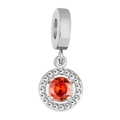 Pendente in argento con zircone rosso-arancio e cristalli bianchi scintillanti - Rotondo / Pesca
