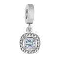 Charm pendente in argento con zircone lavanda quadrato e pavé bianco - Stile Quadrato Argento / Rosa