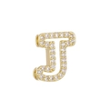 Chubby 18k gold plated letter J bubble pendant with pavé set sparkling crystals - Letter J(J)