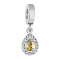 Ciondolo a goccia in argento con zircone giallo per bracciali e collane fai-da-te - A forma di goccia / Colore loto