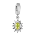 Charm girasole in argento con gemma ovale verde chiaro e zirconi luccicanti - Rosso anguria