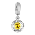 Ciondolo tondo in argento con pietra centrale in zircone giallo e accenti bianchi - Rotondo / Rosso scuro