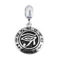 Ciondolo Occhio di Horus in argento ossidato con motivi di geroglifici antichi - Solo Ciondolo (Senza Catena) / Occhio di Horus (Argento Antico)