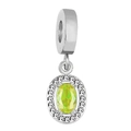 Ciondolo ovale in argento con zircone verde smeraldo e brillanti cristalli bianchi - Colore loto