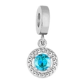 Ciondolo in argento con una pietra centrale blu circondata da zirconi bianchi scintillanti - Rotondo / arancio-rosso