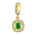 18K gold plated square halo pendant with green emerald zircon for jewelry DIY - Square Emerald Zirconia Style / Brick Red