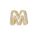 18k gold plated brass bubble letter M charm with micro-pave cubic zirconia stones - Letter M(M)