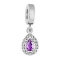 Ciondolo in zirconia viola a goccia in argento con micro-pavé di cristalli per bracciali - A forma di goccia / Rosso corallo