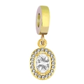Ciondolo girasole in oro 18K con zircone ovale e diamanti per gioielli fai da te - arancio-rosso