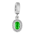 Ciondolo in argento con pietra verde ovale sfaccettata e un alone di piccoli cristalli - rosso mattone