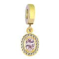 Ciondolo girasole ovale con zircone viola chiaro in placcatura oro 18K e cristalli bianchi - Rosso rosa