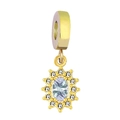 18K gold plated sunflower charm with oval lavender zircon and white crystal accents - Peach