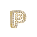 Pave-set crystal letter P bubble pendant in 18k gold plated brass for DIY jewelry - Letter P(P)