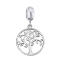 Polished silver stainless steel Tree of Life charm pendant for beaded bracelets - Pendant Only (No Chain) / Tree of Life (Hollow Silver)