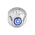 Silver Hamsa Hand charm with blue Evil Eye enamel for DIY bracelet and necklace - Silver Hamsa Hand Style / Steel / 5.0