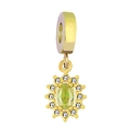 18K gold sunburst charm pendant with oval green zircon and white accent stones - Watermelon red