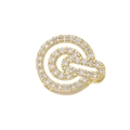 18k gold plated hollow spiral bubble bead pendant with white micro-paved zircons - Letter Q(Q)