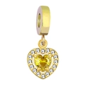 Luxury 18K gold-plated heart pendant with yellow gemstone and white zircon accents - Heart Yellow Zirconia Style / Yellow-Green