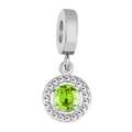 Charm in argento con gemma verde e zirconi bianchi per gioielli fai-da-te - Rotondo / verde-giallo